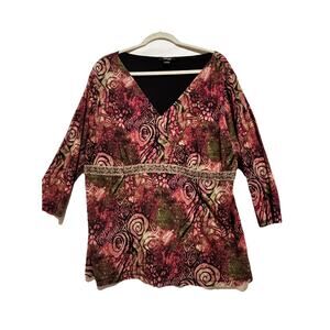 Style & Co Women’s Plus Sz 2x‎ Babydoll Top Art To Wear Whimsigoth Career Fairy